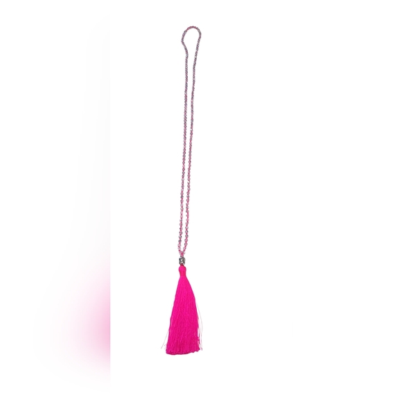 Hot Pink Buddha Tassel Beaded Necklace - Picture 14 of 14